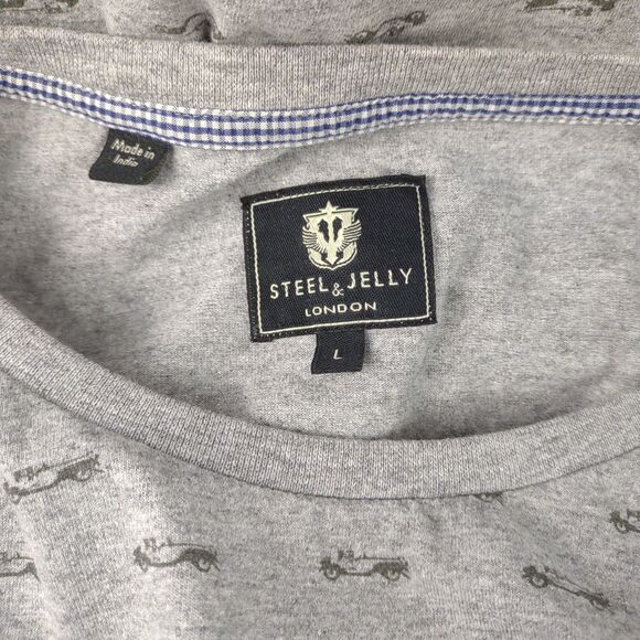 Steel & Jelly London Men's L Automobiles Print Pocket T-Shirt, Gray Large Cars - Picture 3 of 6